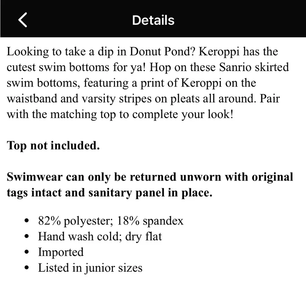 Sanrio Keroppi varsity striped swim skirt - Picture 3 of 7